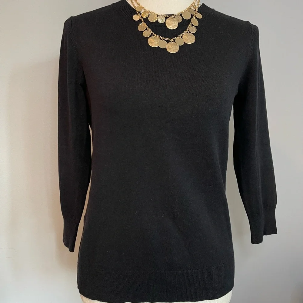 Banana Republic Black Sweater 3/4 Length Sleeve Crew Neck Women’s Size Small